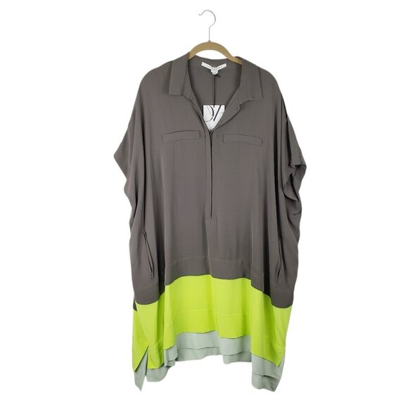 Diane Von Furstenberg Dresses & Skirts - Diane von Furstenberg Hatsu CB Layered Silk Crepe de Chine Shirt Dress Womens L